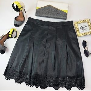 J. McLaughlin Black Faux Leather A-Line Skirt